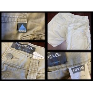 Vintage 90s Levis Silvertab Khaki Cargo Shorts Mens 33 Y2K Skater Chino Casual